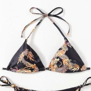 Dragon print bikini top